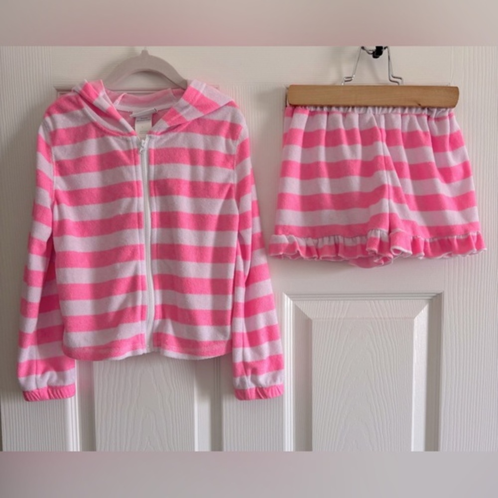 Nicole Miller Girls Pink and White Striped Kids  Set